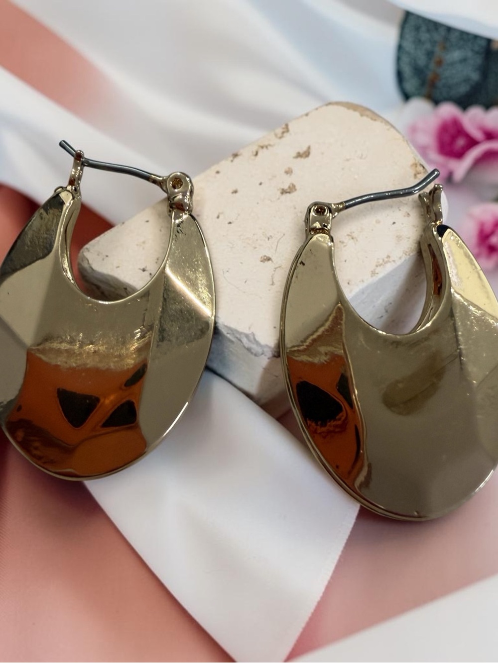Goldtone Sculpted Hoop Earrings